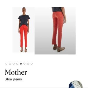 Mother Insider Petite Fray Blowin Vibrant Red Slim Jeans 27 Skinny Raw Hem